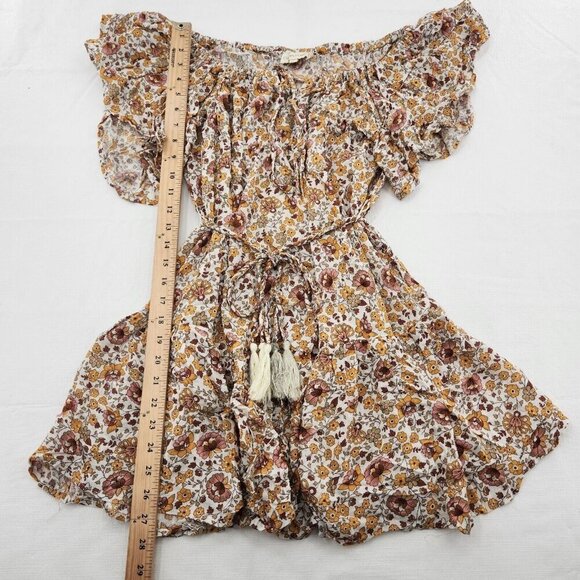 Cynthia Rowley Womens Size XS Floral Ruffle Tassle Boho Tiered Mini Dress - Picture 7 of 8